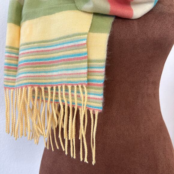 100% Cashmere Scarf Made in Scotland Multi-Color Fringed - Picture 2 of 7